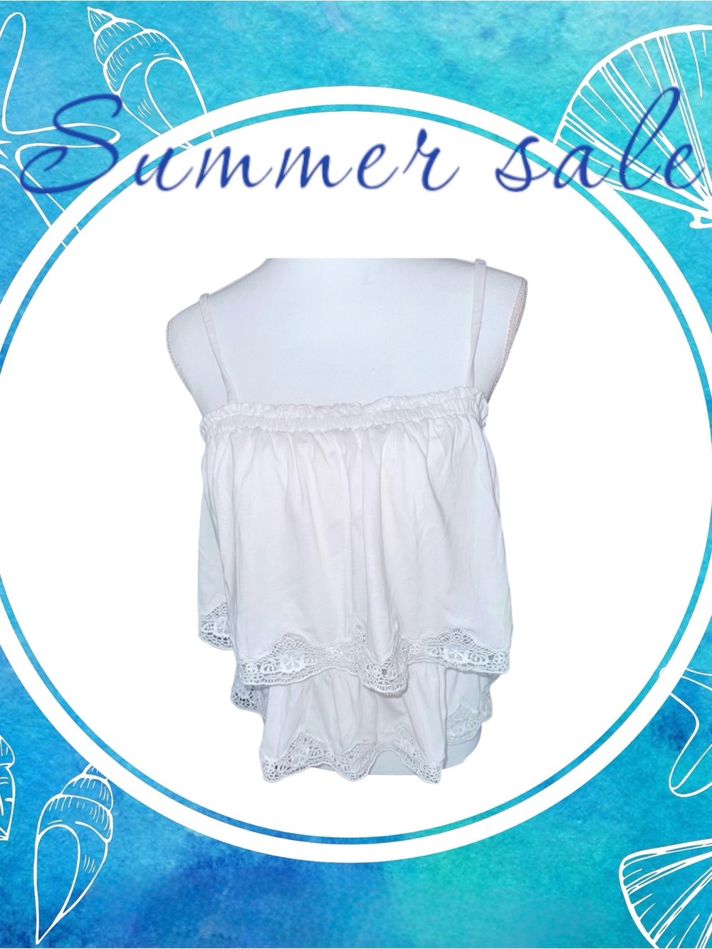 Express White Lace-Trim Tiered Camisole Top